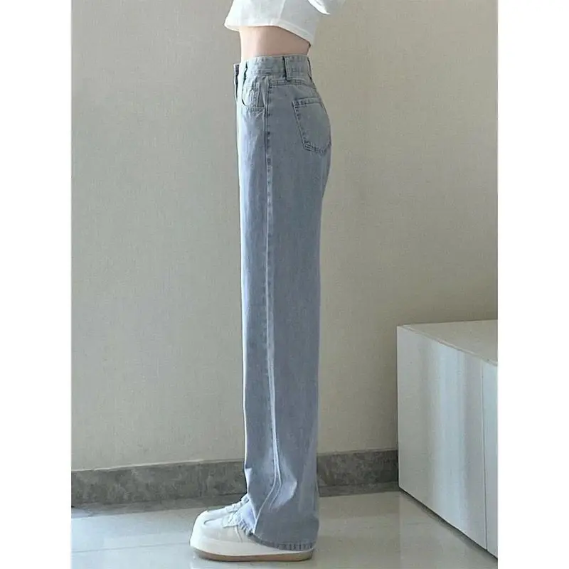 High Waisted Jeans for Women's 2024 Spring and Autumn New Slimming and Loose Fitting Straight Leg Wide Leg Pants
