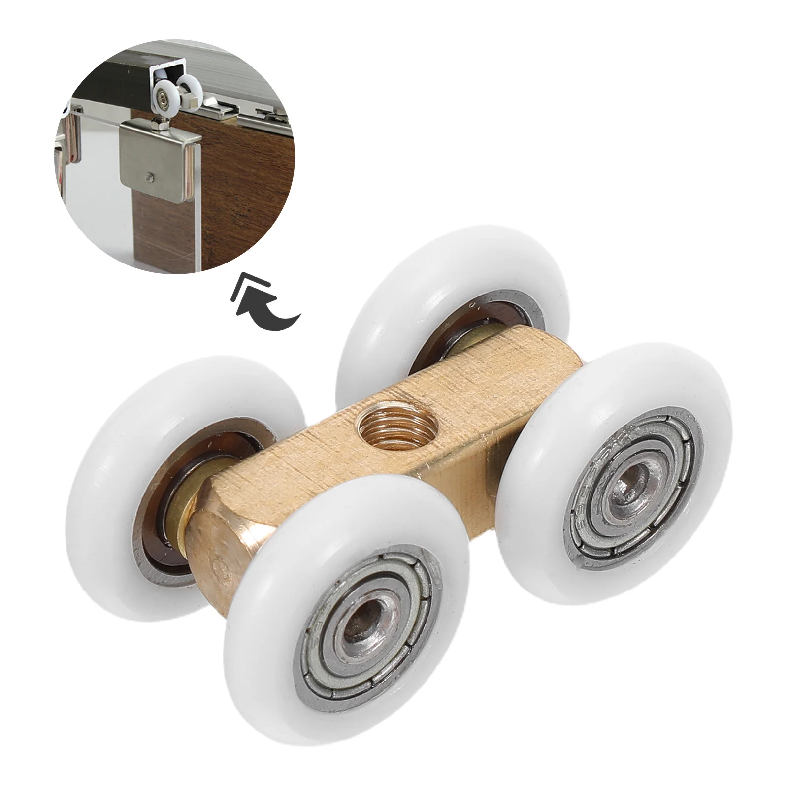

4Pcs Bathroom Sliding Door Rollers Copper Bearing Glass Shower Door Wheels Replacement Smooth Quiet Shower Screen Gliders