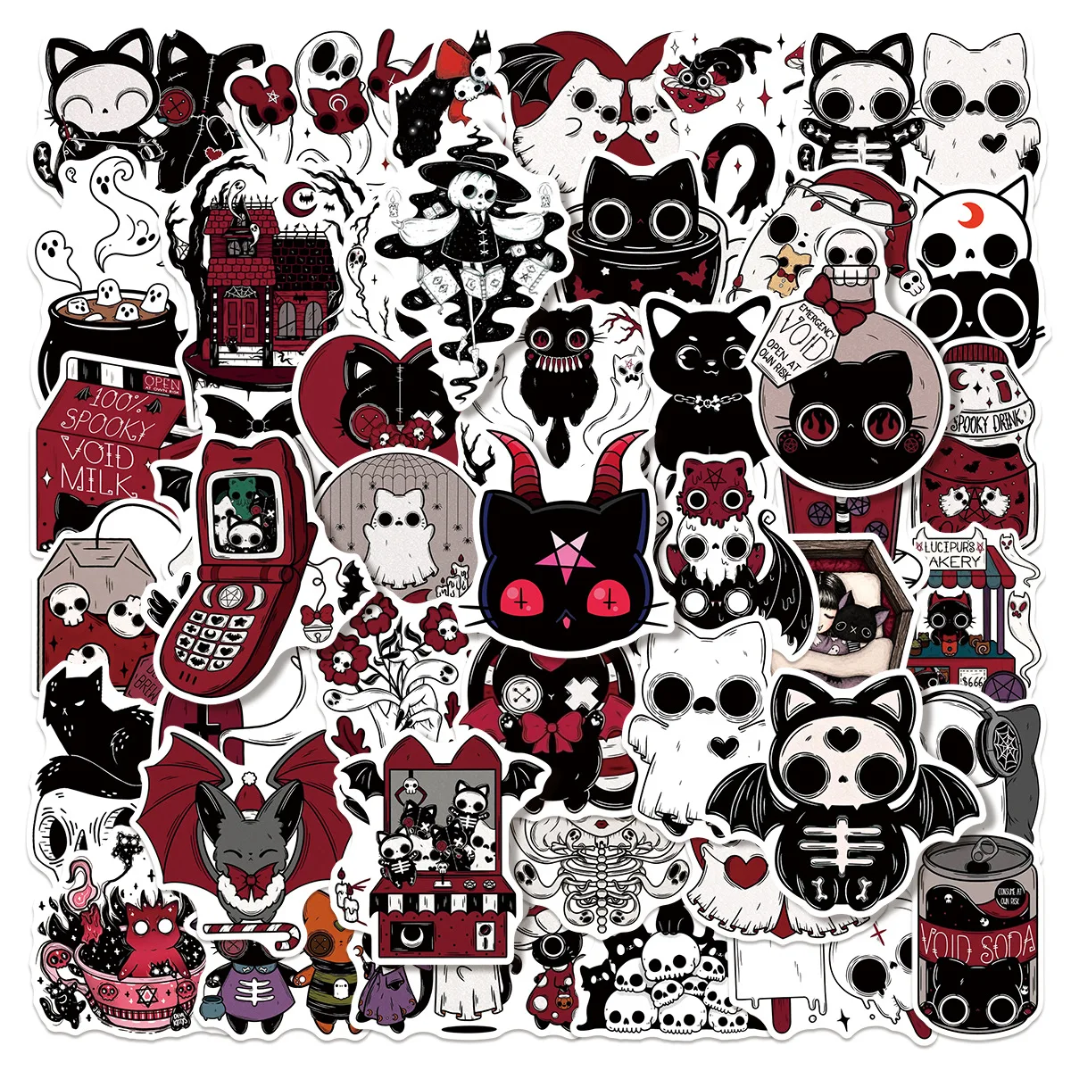 50 PCS Dark Gothic Horror Theme Graffiti Stickers Hand Account Decorate Skateboard Helmet Scrapbook Luggage Non Repeated Decals