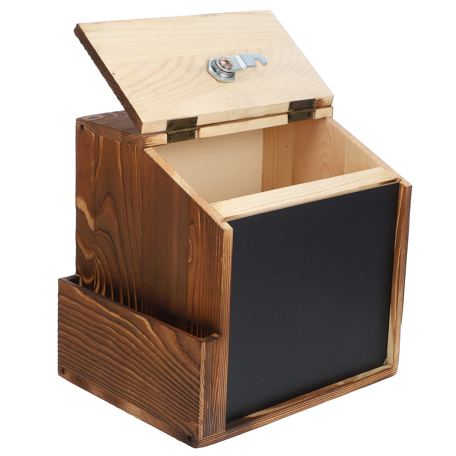 Wall Mount Wooden Suggestion Box with Lock and Chalkboard Surface for Donation Voting Fundraising Classroom Office Use Secure