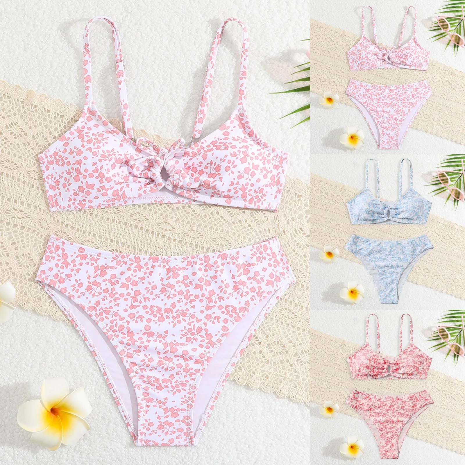 

Big Kids Bathing Suits Girls Oddler Girl 2 Piece Swimsuit Sport Floral Prints High Waist Bikini Set Girls Summer Clothes 12 14