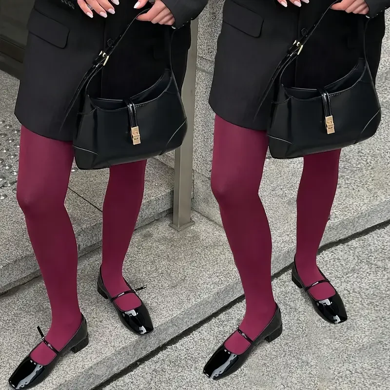 

1/2Pcs Sexy Wine Red Elastic Stocking Women Girl Burgundy Thin Thick Tight Vintage Anti-Hooker Comfortable Pantyhose Accessory