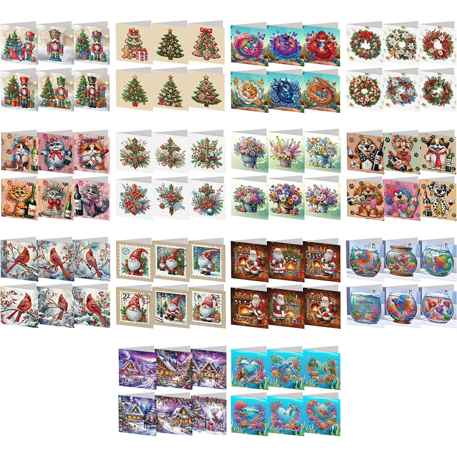 

Набор из 6 карточек для алмазной живописи «Рождественская серия»: карточки для рисования стразами, подарок для семьи и друзей