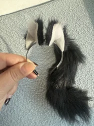 D09-P330 children handmade toy 1/6 1/4 1/3 MSD MDD bjd doll Accessories cute animal black white cat ear tail