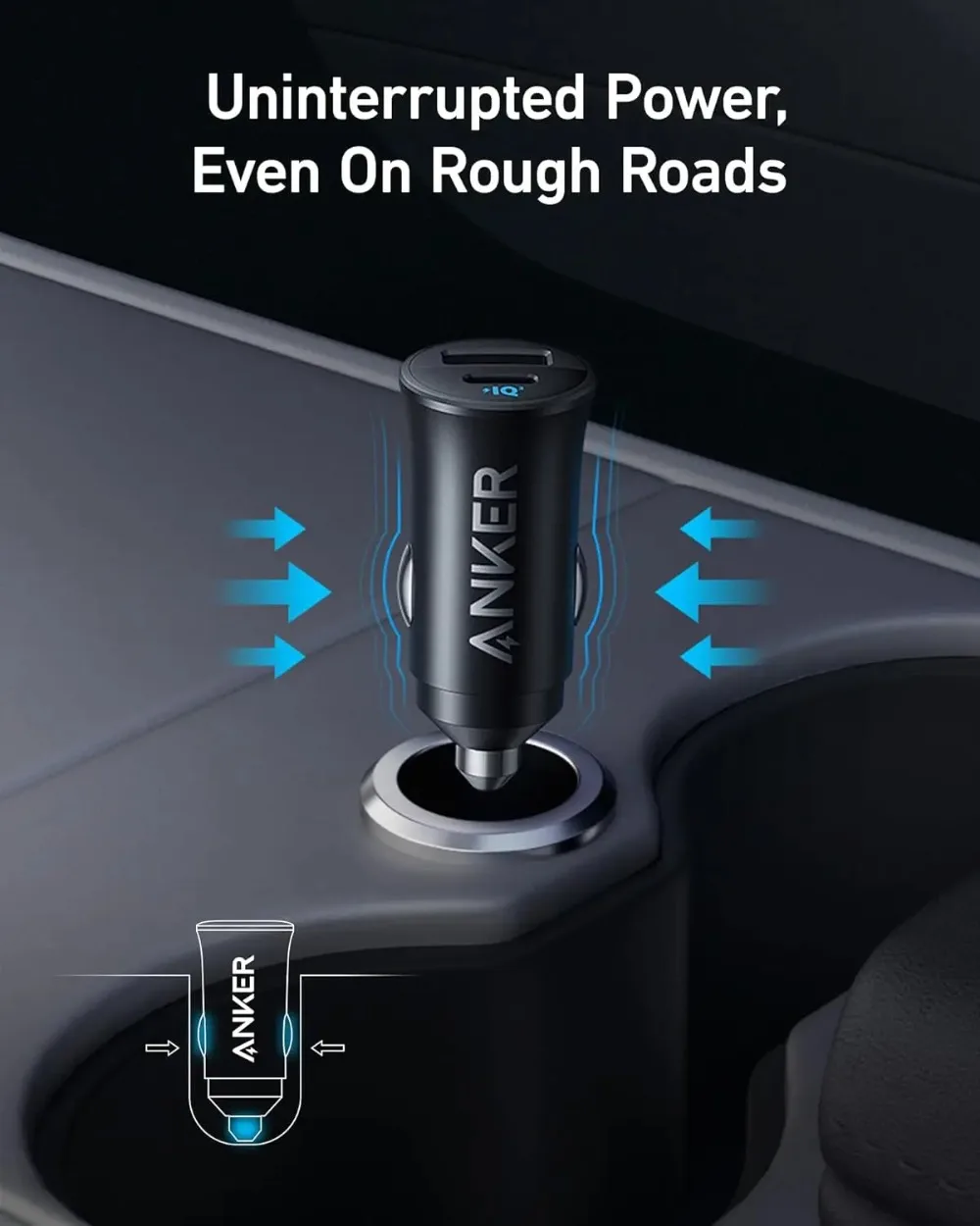 Anker A2741 30W Car Charger, USB-C PPS PD QC3.0 Fast Charger Dual Port Mini Car Adapter For iPhone Samsung