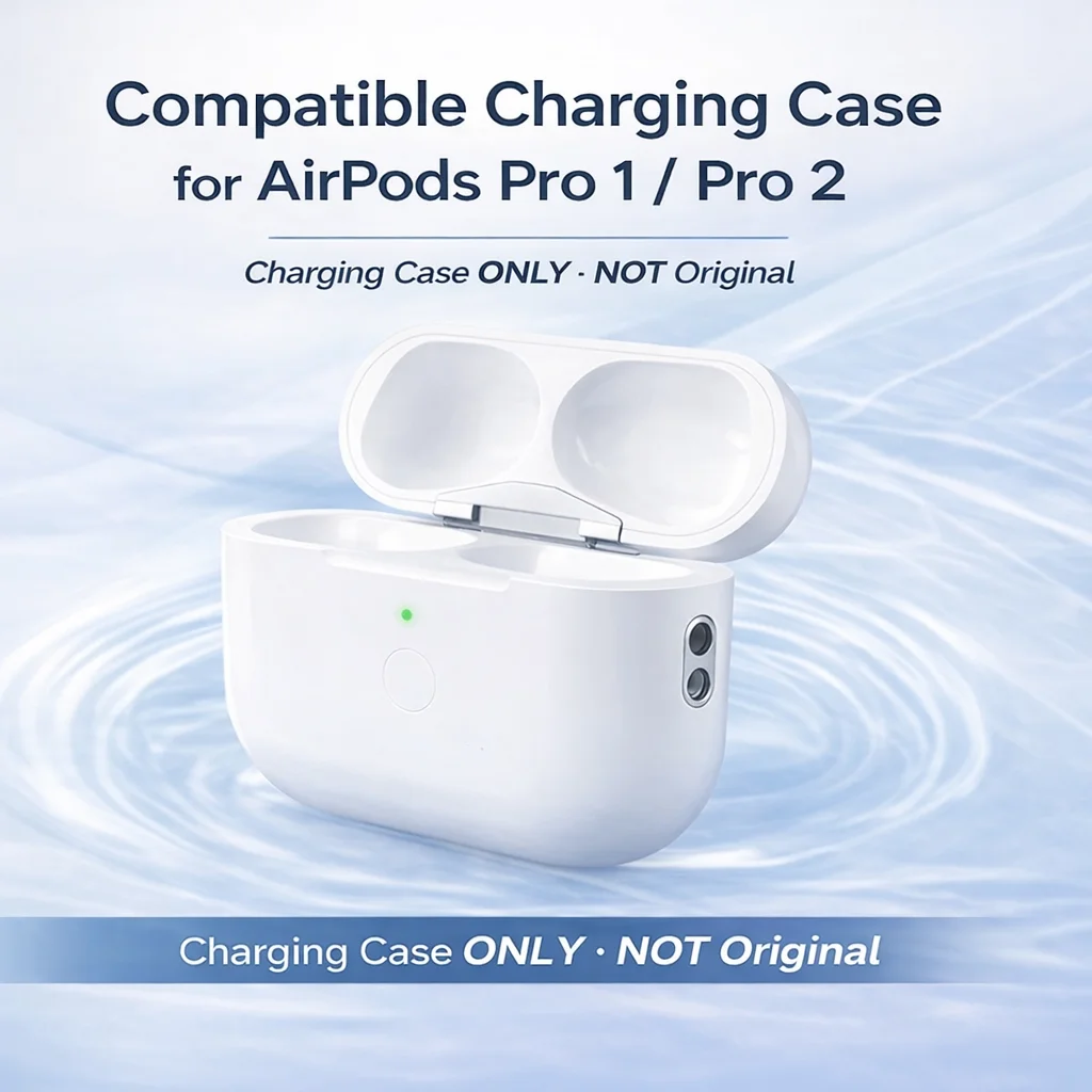 Étui de chargement compatible pour AirPods Pro 1/2, étui sans fil/filaire 450mAh de type C/Lightning, bouton de couplage, étui de remplacement uniquement