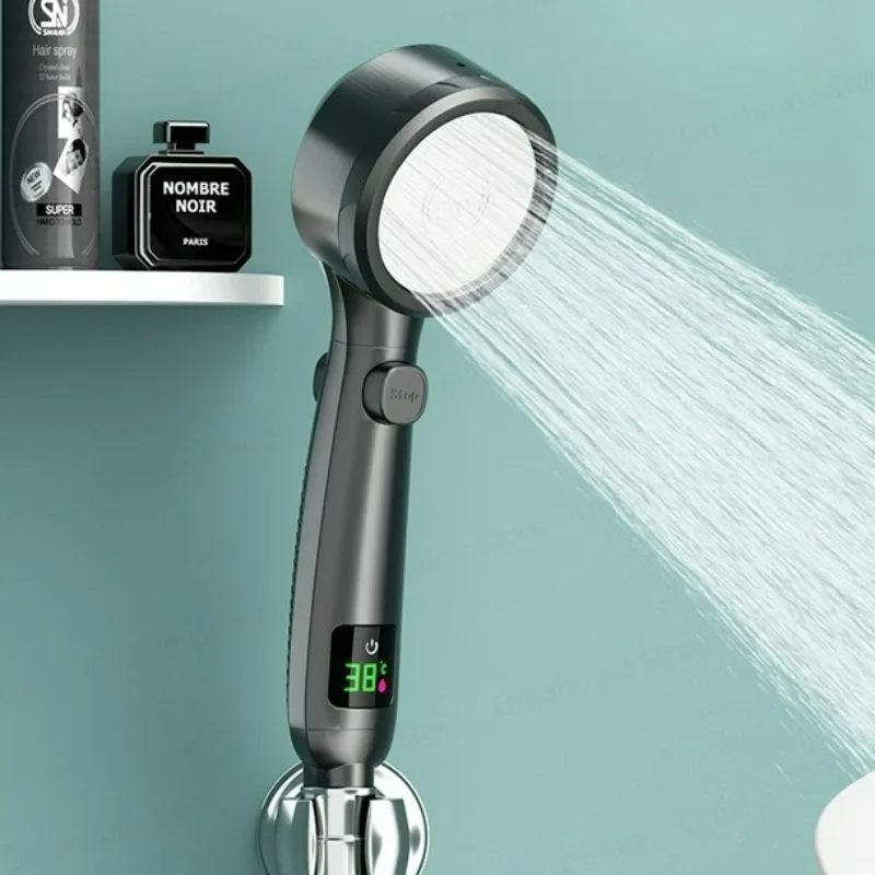 

Intelligent LED Digital Display Shower Head Bathroom Water Saving Showerhead Pressurized Adjustable Spray Handheld Shower