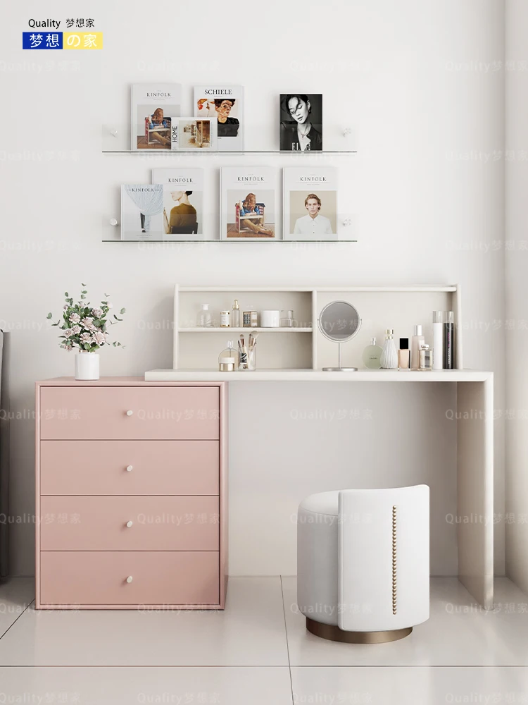 Solid wood dresser, chest, integrated bedroom, bedside storage, modern simple girls makeup table