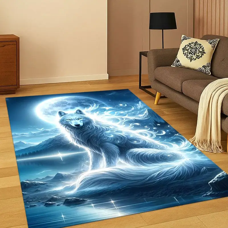 Viking Wolf Fenrir Cartoon Carpet Rug for Bedroom Living Room Sofa Playroom Doormat Home Decor,Kid Game Area Rug Non-slip Gift image 3