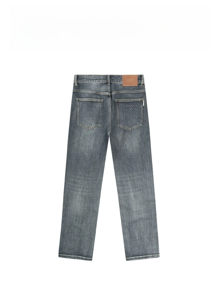 

BAIRBAOLIY Retro High Street Men's Casual Jeans Straight Leg Luxury Faion Long Pants mid High Waist Cotton Polyester Blend