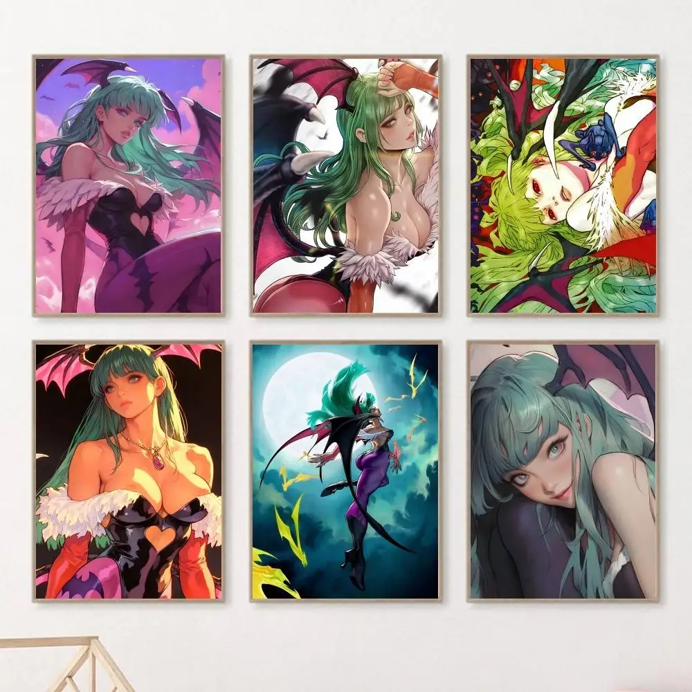 Постеры Game Cool Anime D-Darkstalkers Morrigan Aensland с HD-печатью, винтажный настенный декор для дома, кабинета, комнаты