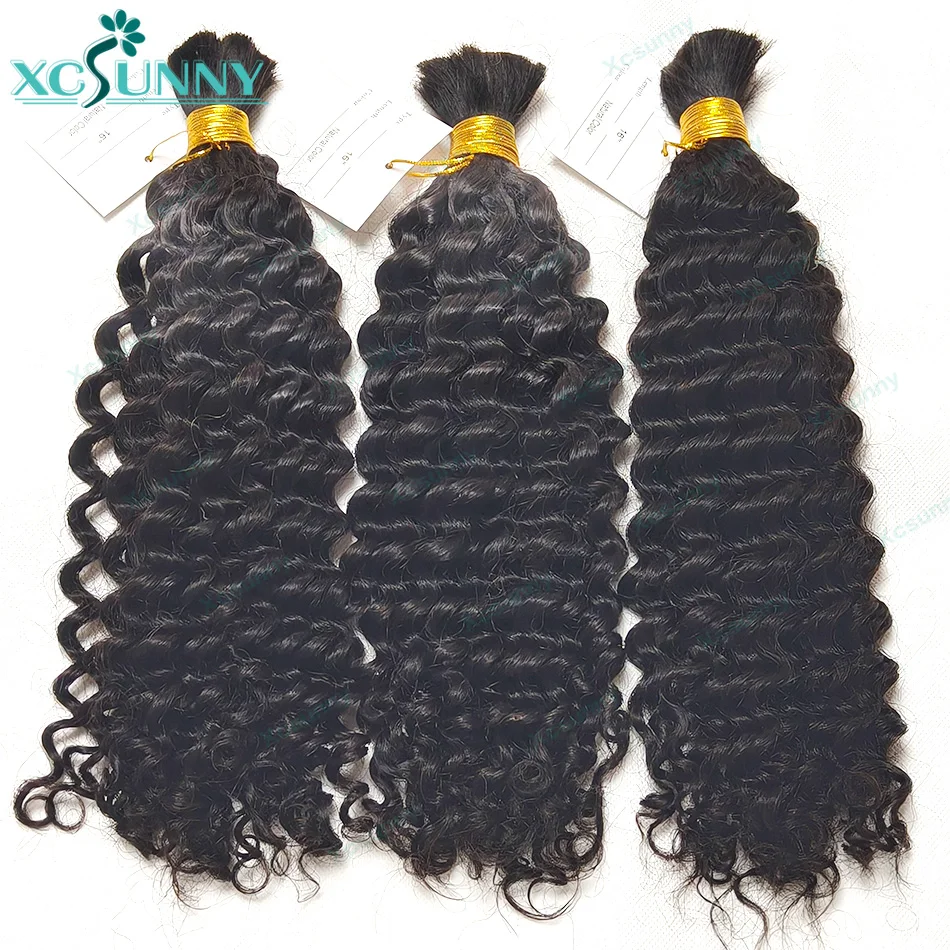 

Массовые вьющиеся человеческие волосы для плетения, глубокая волна, объемные человеческие волосы для косичек в стиле бохо, пучки без узлов, плетение наращивания