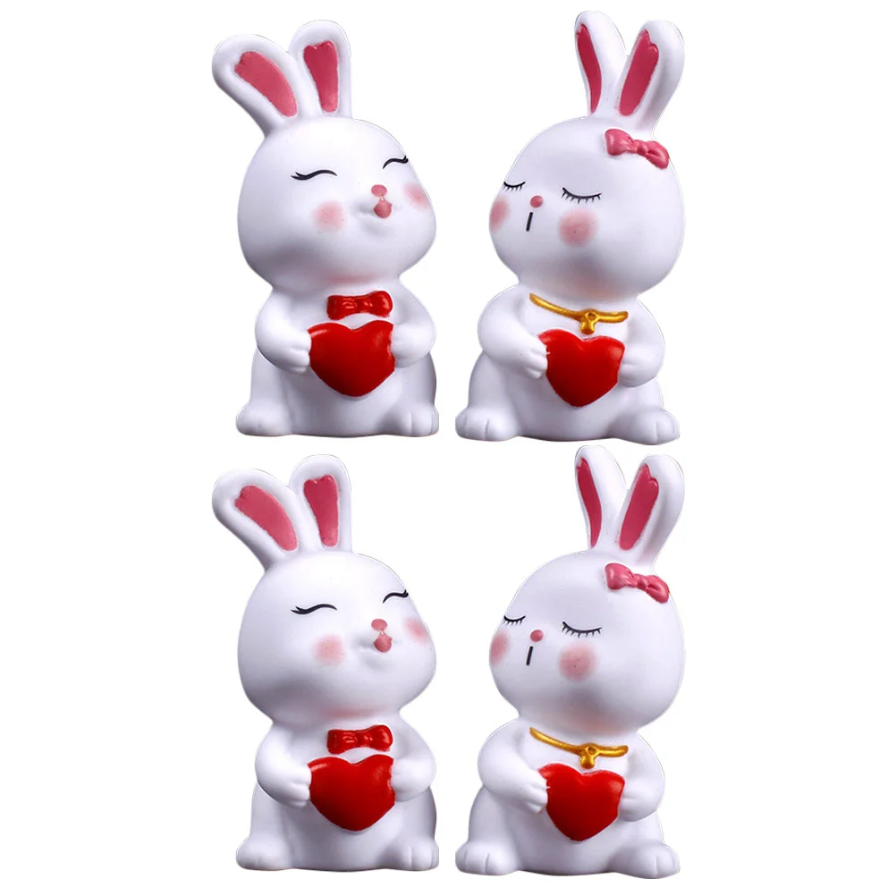 4 Pcs Tassel Bookmarks Couple Rabbit Ornaments Easter Decorations Bunny Statue Baby Plush Toy Dolls