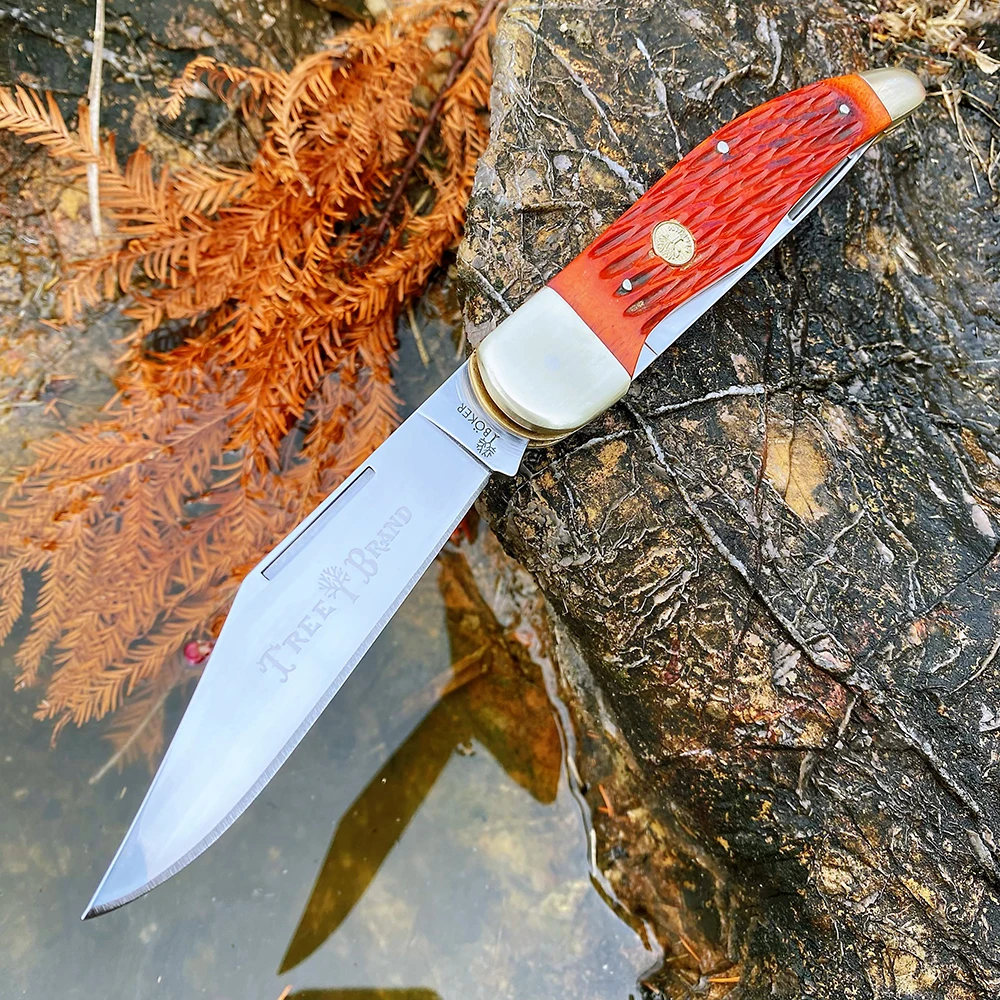 Watchman 빅 사이즈 트래퍼 나이프 포켓 더블 블레이드 슬립 조인트 접이식 나이프 클래식 본 그립 미러 마감