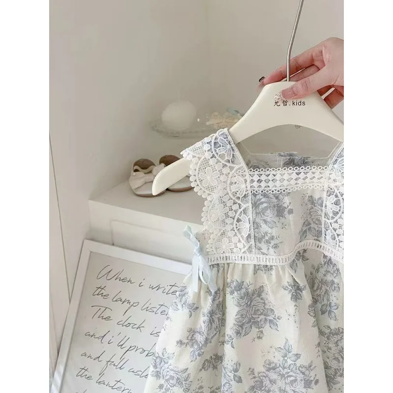 Girls' Summer Dress 2026 New Style Children's Countryside Style Vest Floral Princess Skirt Thin 1-6Y