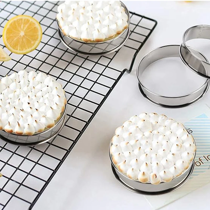 Stainless Steel Double Rolled Baking Circle Tart Ring Fruit Pie Cake Cookie Molds 10cm 8cm For Kitchen Biscuit Pastry