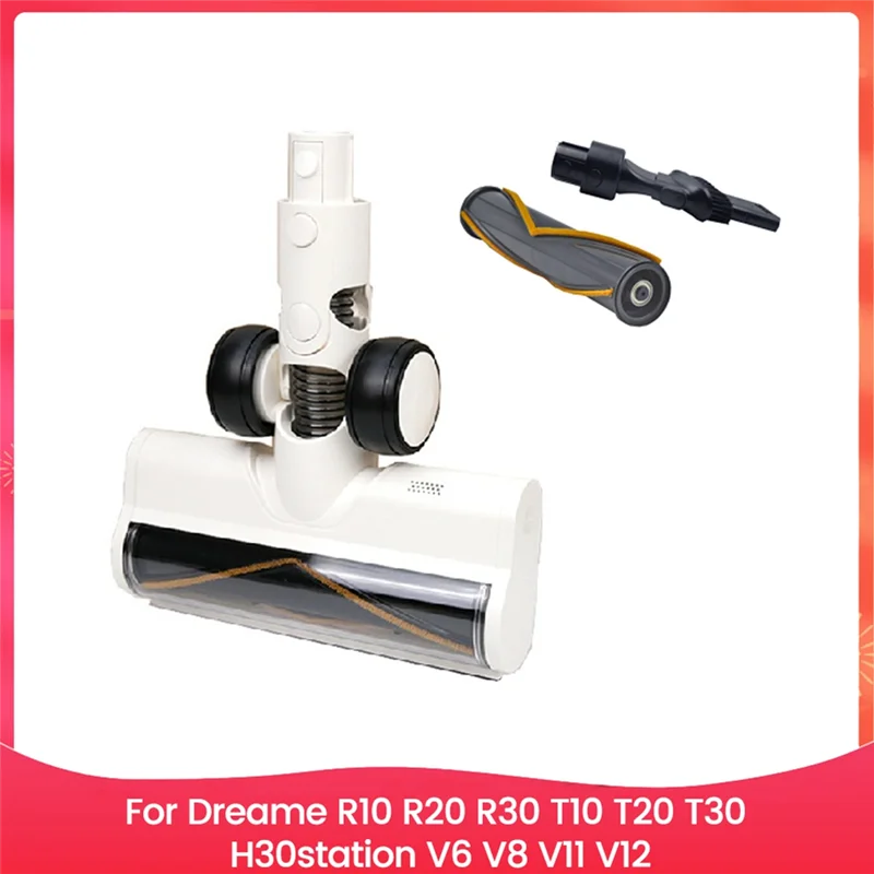 فرشاة أرضية كهربائية لـ Dreame R10 R20 R30 V6 V8 قطع غيار رأس فرشاة دوارة ناعمة للأرضية مع أضواء غبار LED