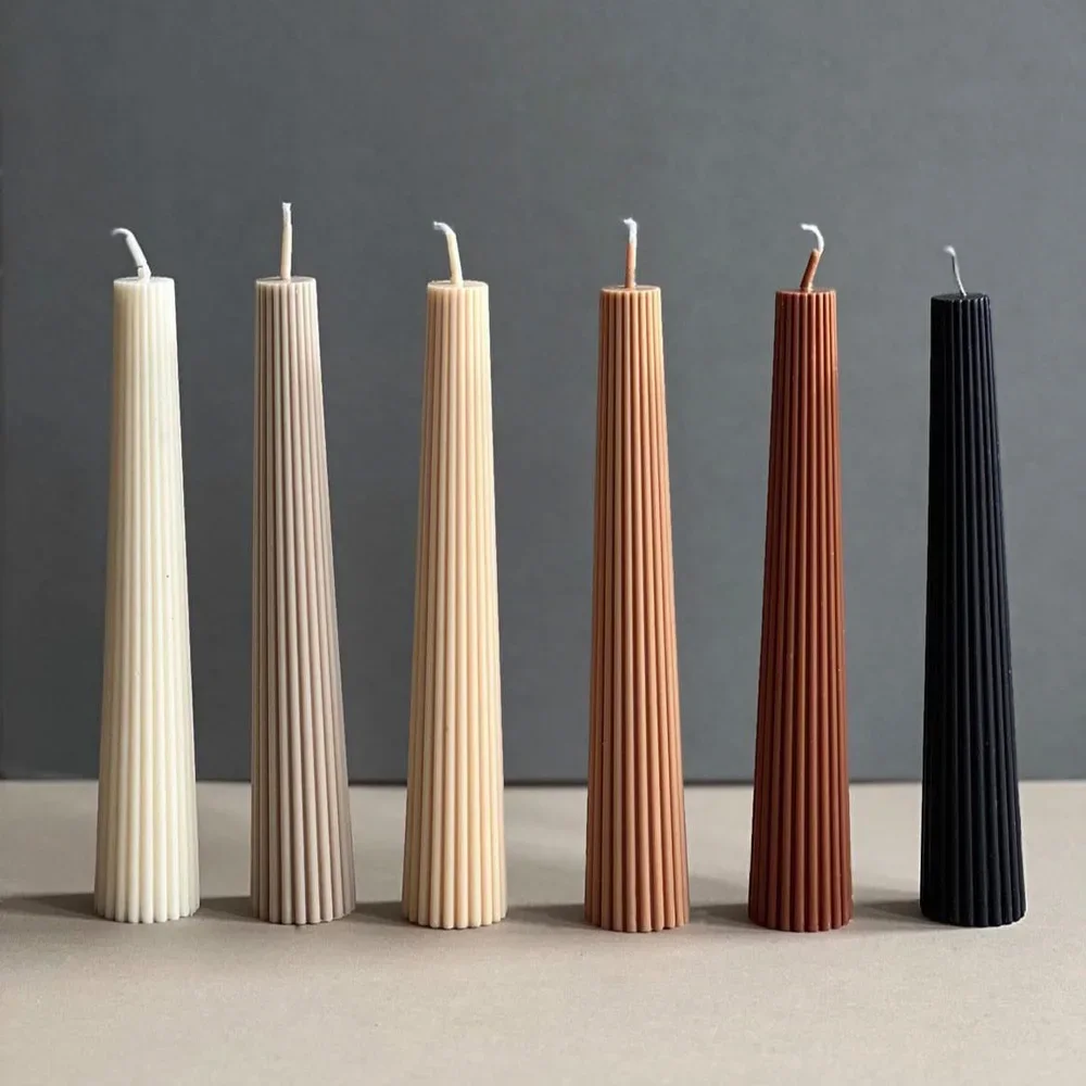 Lange Stange gestreifte Kerzenform DIY gestreifte Säule Kegel handgemachte Handwerk Kerzenherstellung Formen Acrylformen für Hochzeit Party Kirche
