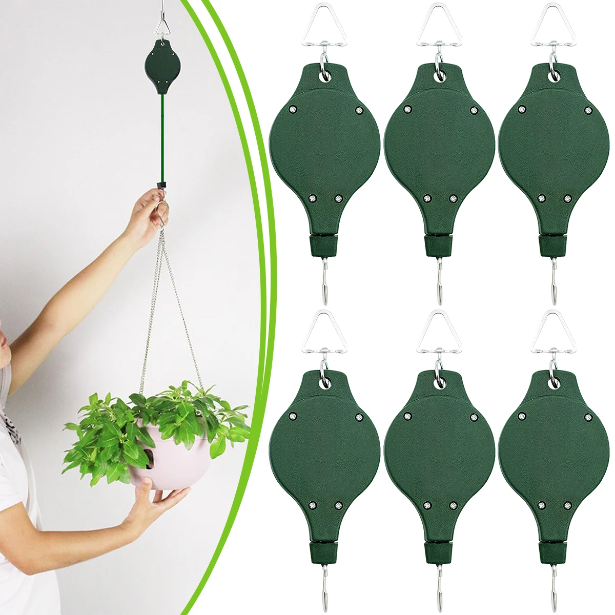 2/4Pcs Retractable Plant Hanger Flower Hook Pulley Bird Feeder Baskets Holder Adjustable Potted Garden Supplies