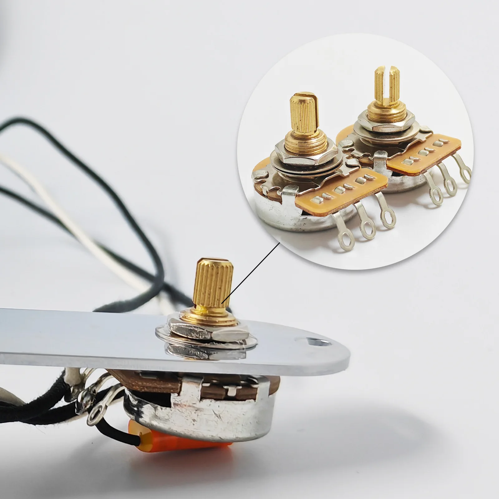 Guitar Wiring Kit 3-Way Switch 24-Spline Brass Shaft  Prewired Control Plate Circuit Board ForTL Electric Guitar Parts