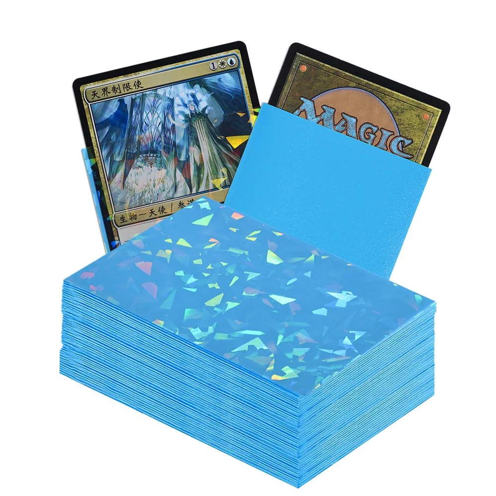 Fundas holográficas para tarjetas de vidrio roto, 66x91mm, 60 uds., Protector de tarjetas Photcard para tarjetas mágicas TCG, lámina brillante antiarañazos