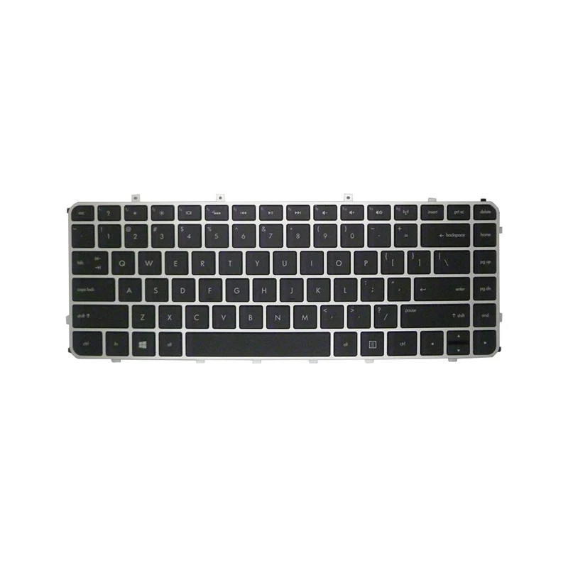 US Keyboard For HP For ENVY 14-1000 14-1100 14-1200 MP-11M63USJ698W 608375-001 With Sliver Frame Black No Backlit Film