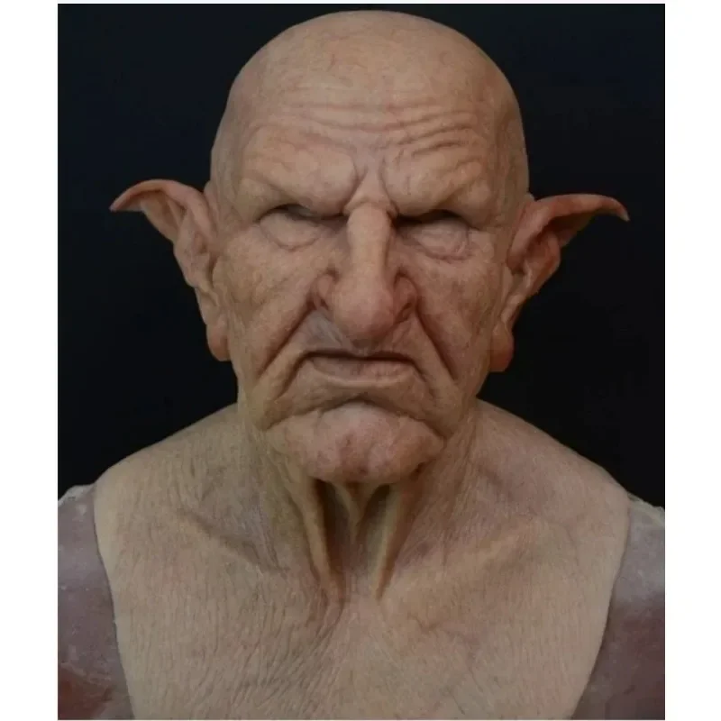 New Old Man Grandpa Grandma Mask Halloween Party Pointy Ears Old Man Head Mask Party Offering Scary Cosplay Props Mask Terror