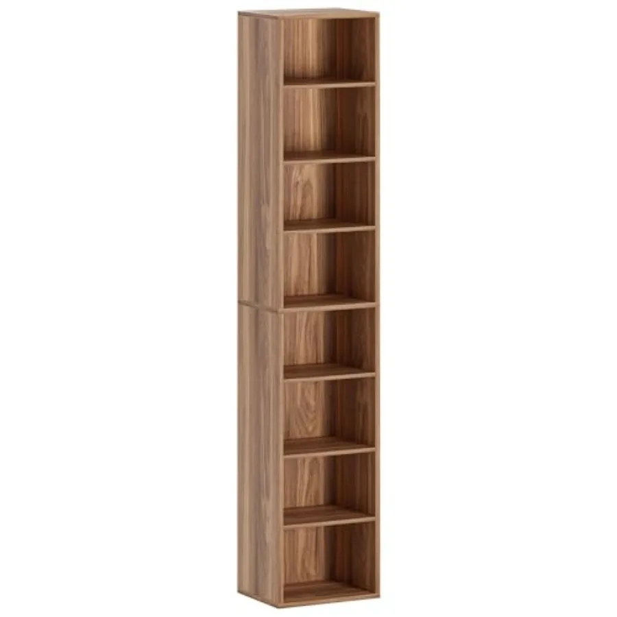 

Tall Narrow Bookshelf 8 Tiers Compact Corner Bookcase in White for Living Room Office Study Bedroom Easy to Match