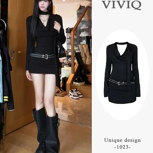 슬림핏 드레스 한국 스타일 긴팔 슬림핏 힙라인 단정한 넥라인 섹시한 드레스 원피스 여성복 드레스 원피스 드레스 