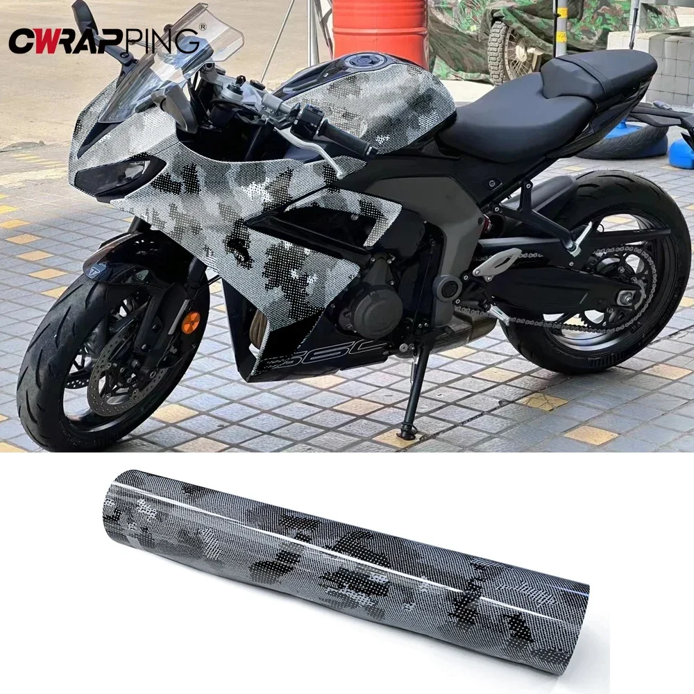 

Motorcycle Bubble-free Sticker Carbon Fiber Python Pattern Color-changing Film Auto Glossy Stickers for Body Rearview Mirror
