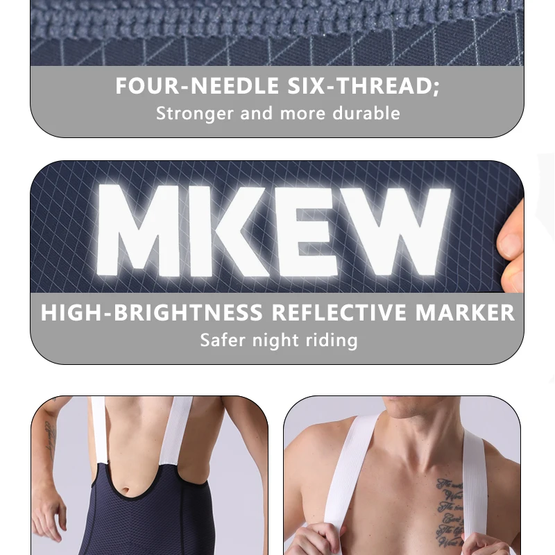 MKEW Herren-Radtrikot-Shorts mit hoher Taille, Sommer-Fahrradshorts mit stoßdämpfendem Polster, MTB-Fahrradbekleidung für bequemen Komfort – Detail 14