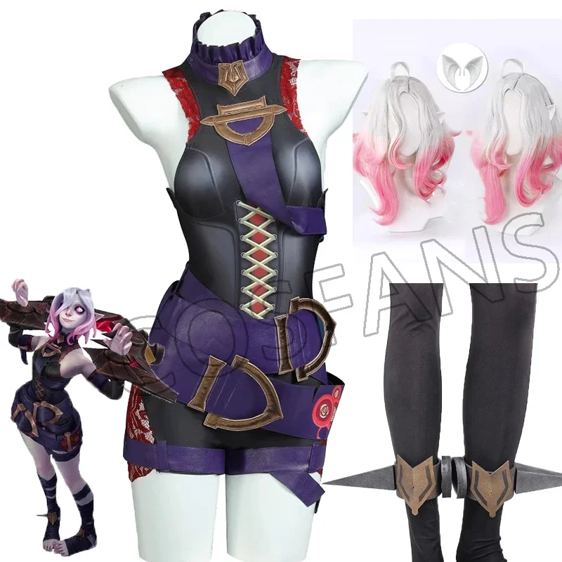 

Cosplay the Restrained Hunger Briar Cosplay Costume Wig Props Game Champion Skin Briar Outfit Halloween Women Sexy Suit Prop