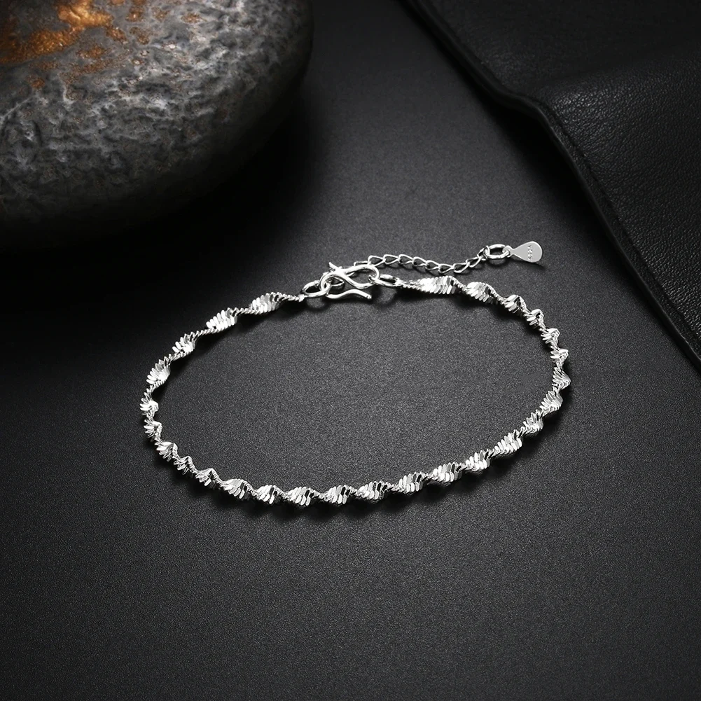 Special offer hot new 925 Sterling Silver Geometry Twisted Chain Bracelet for Women Men Fashion Wedding Christmas Gifts Jewelry