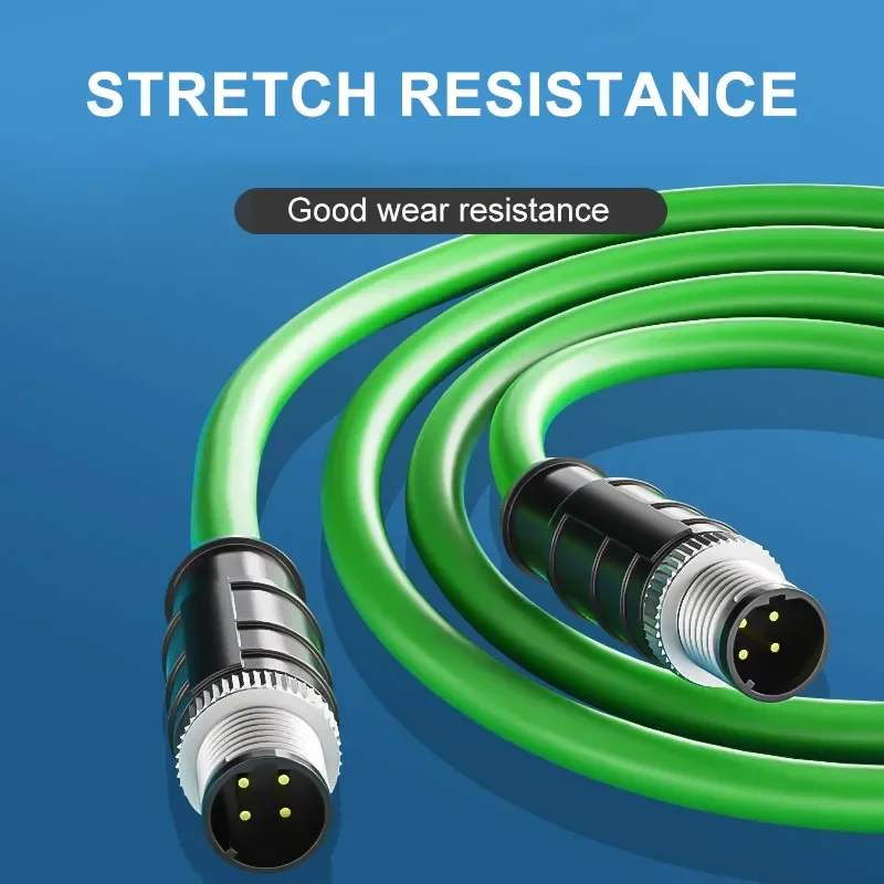 M12 D-type Highly Flexible Coding Communication Line Male to Male Profinet Industrial Grade Ethernet Cord D Coding Cable IP67
