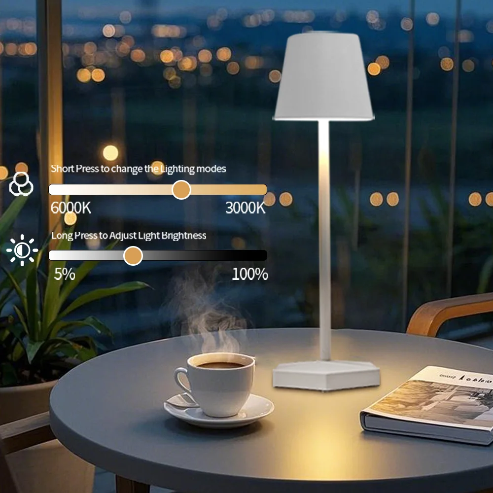 

3 Colors Table Lamp LED Touch Sensor Desktop Night Light Rechargeable Wireless Reading Lamp For Hotel Bar Restaurant Room Decor