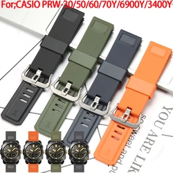 PRW-61 Series PRW-6900Y Strap For Casio PROTREK PRW-6800 PRW6900 PRW-3400 Mens TPU Waterproof Replacement Band Watch Accessories