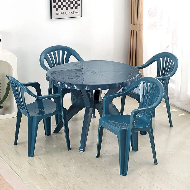 

Commercial Thickened Hotel Restaurant Food Stall Durable Outdoor Plastic Table and Chair Set Dining Table and Chair Stall Combin