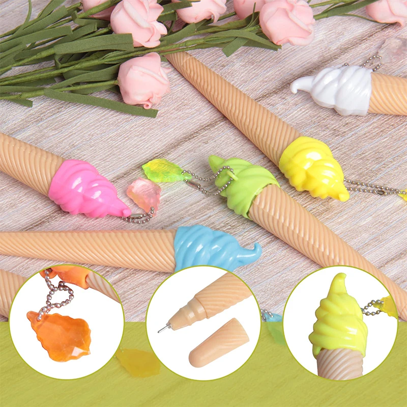 90Pcs Plastic Ice Cream Ballpoint Pen Students Korean Stationery Gift Cartoon Ballpoint Pens