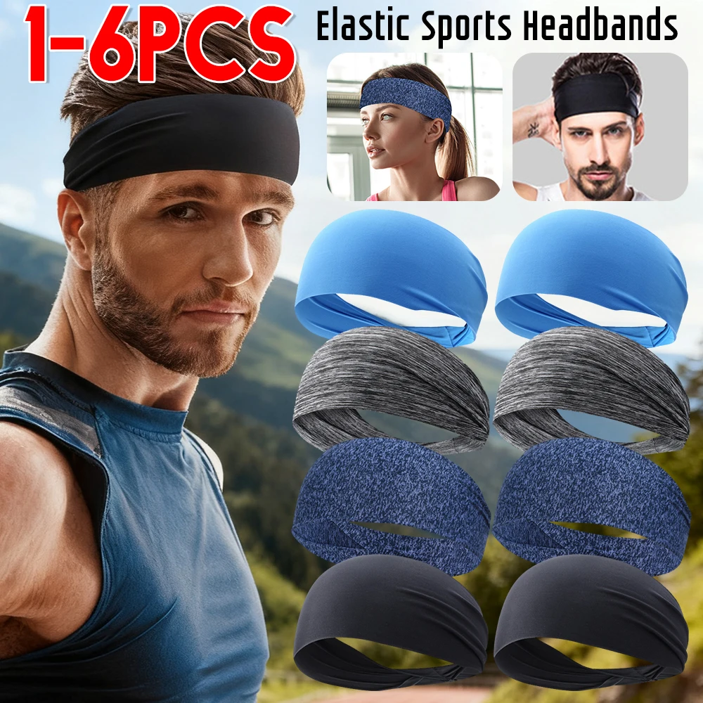 

1-6PCS Elastic Sports Headbands Sweat Absorption Headdress Quick Dry Workout Headband Anti-slip Breathable Sweatbands For Yoga ﻿