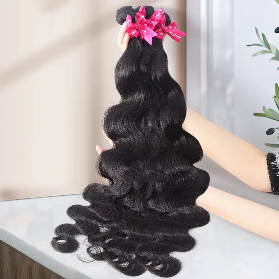 

Mossily 30, 32-дюймовый пучок объемных волн, человеческие волосы Remy, 100% необработанные необработанные натуральные волнистые пучки, двойное наращивание плетения