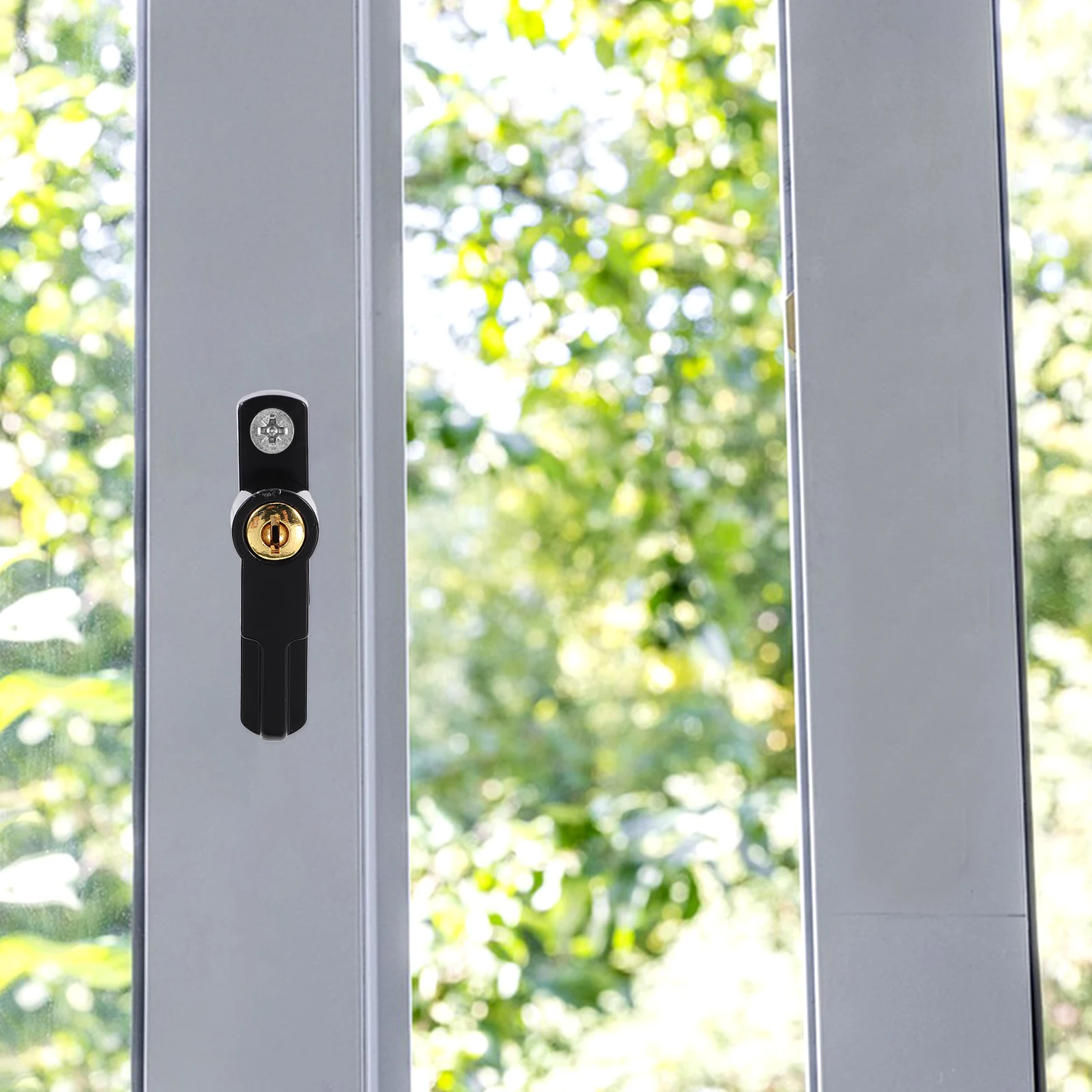 

T-Shape Doors Windows Lock Set Sliding Security Sash Bolt Crescent Design Metal Replacement Kit for Vertical Windows Aluminum
