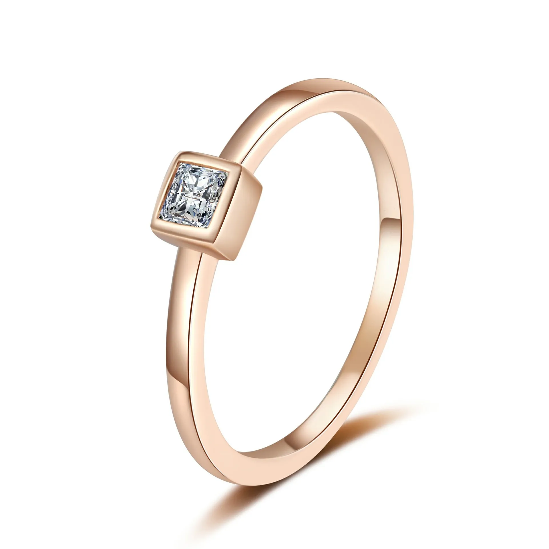 Anel de diamante Moissanite para mulheres, ouro 18k, cubo de gelo pequeno, ouro 18k, estilo minimalista, estilo frio avançado