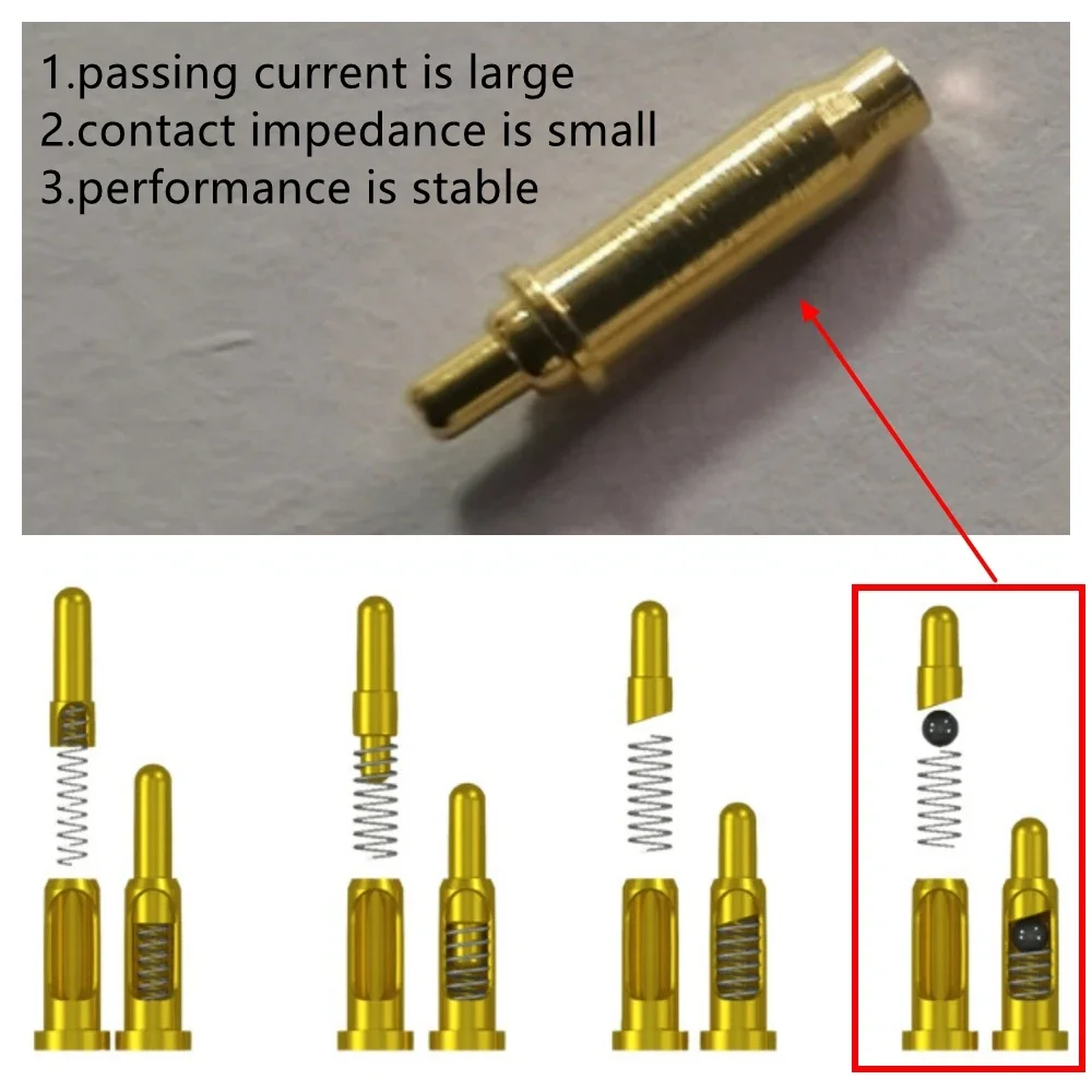 1000 Stück-100 Stück Pogo Pin Stecker Xlim Körper Batterie federbelastet durch 5A-10A Hochleistungsanschluss Federsonde