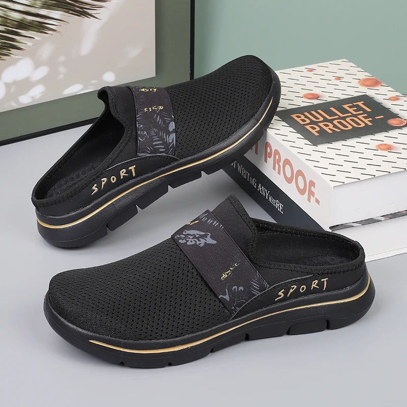 

Мужские тапочки, летние дышащие домашние домашние тапочки, мужские шлепанцы на толстой подошве, модная прогулочная обувь для пар, большие размеры 35-46