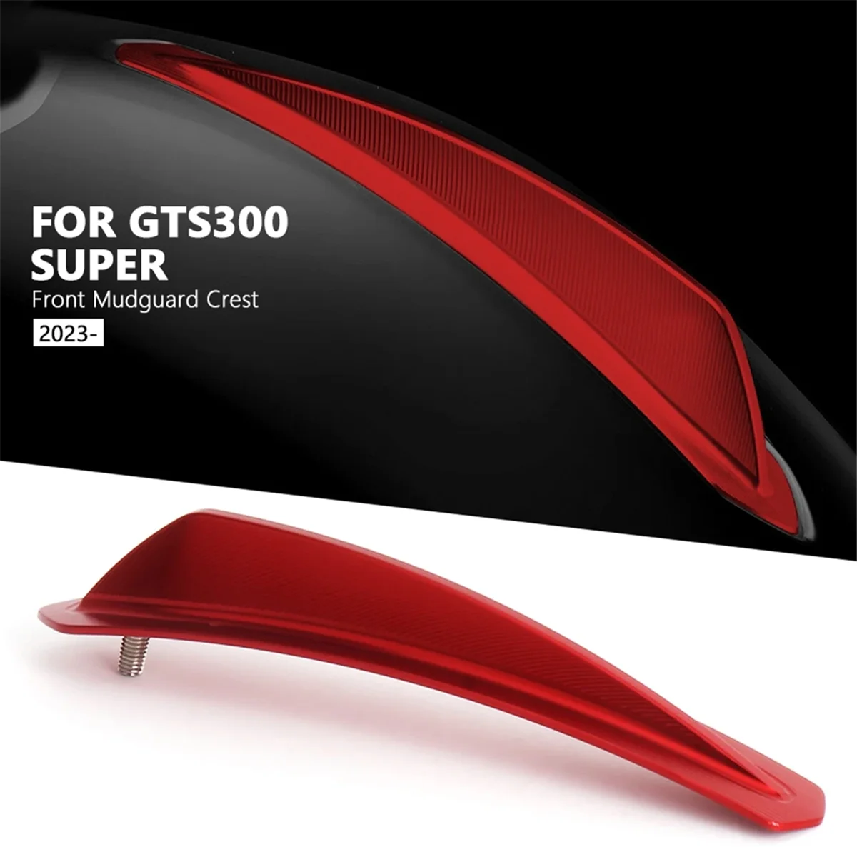 Motorcycle Front Fender Trim Decorative Mudguard Crest Cover for Vespa GTS300 Gts300 GTS 300 Super 2023 2024(Red)