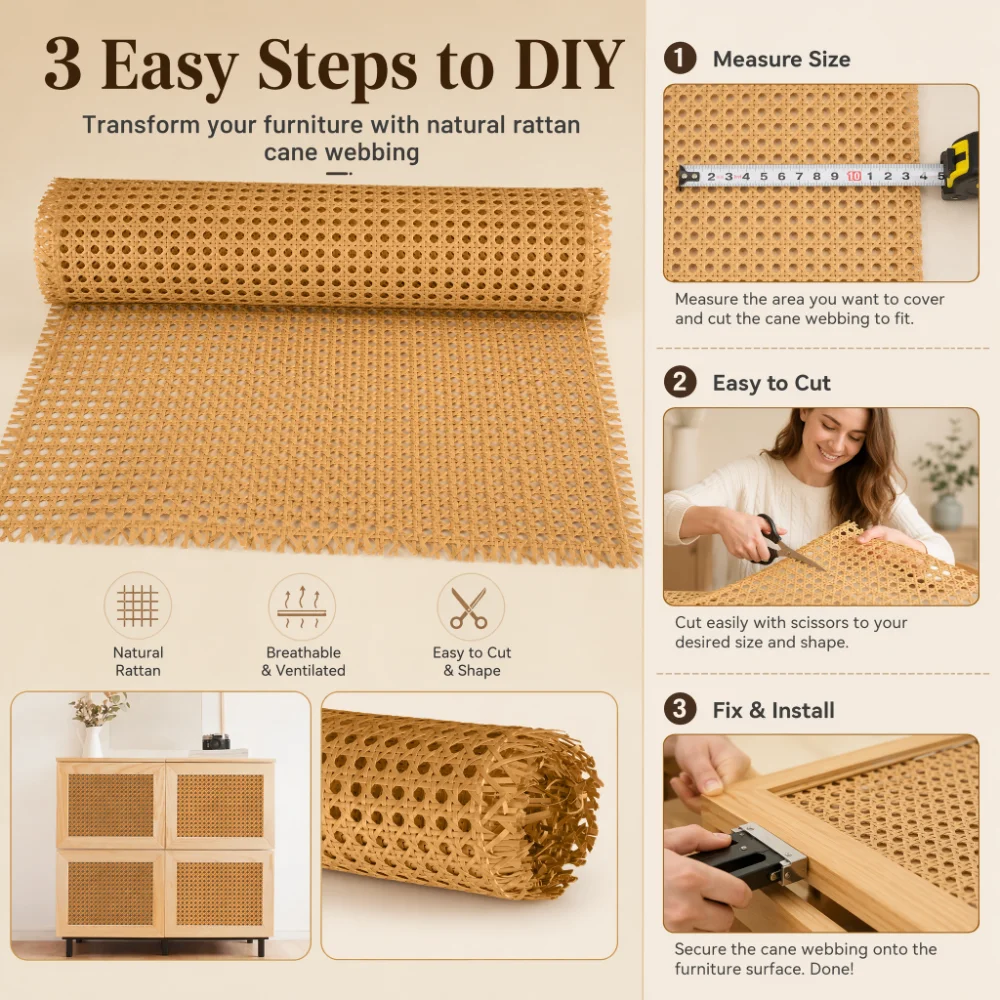 40-50cm Wide 0.6-2 Meters Long Plastic Rattan Webbing Roll Wicker Board Outdoor Chair Table Furniture Repair Material