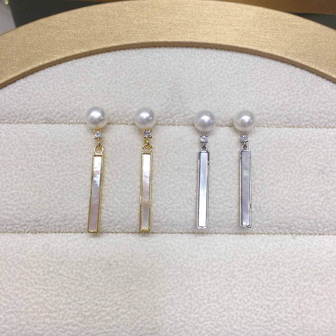 

WT-MPE176 New Arrival Classical Mother Of Pearl Gold&Silver Fine Long Earring For Women Birthday Gifts Accessory