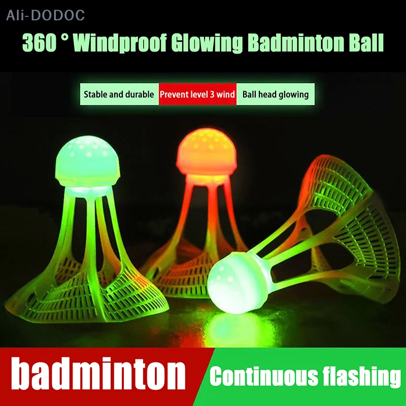 Nylon al aire libre a prueba de viento bádminton luminoso accesorios de bádminton volantes fluorescentes pelota de bádminton LED súper resistente