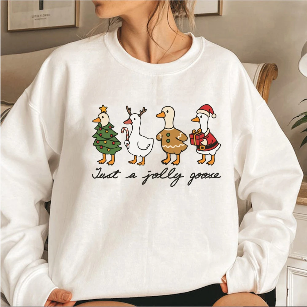 Just A Jolly Goose スウェットシャツ クリスマス グース パーカー レディース クルーネック スウェットシャツ 面白い クリスマス スウェットシャツ かわいい ホリデー プルオーバー