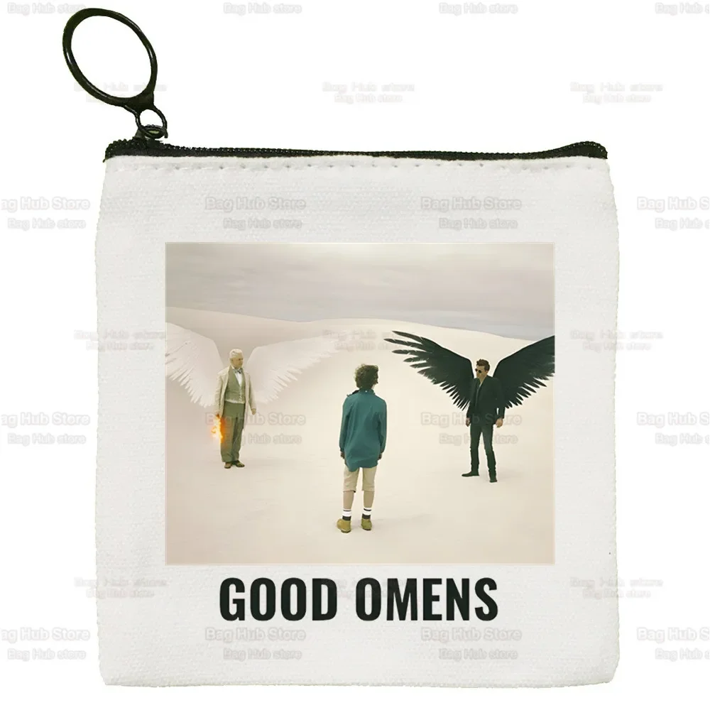 

Good Omens Canvas Coin Purse Custom Coin Purse Crowley Ineffable David Key Case Simple Small Cloth Bag New Creative Coin Purse